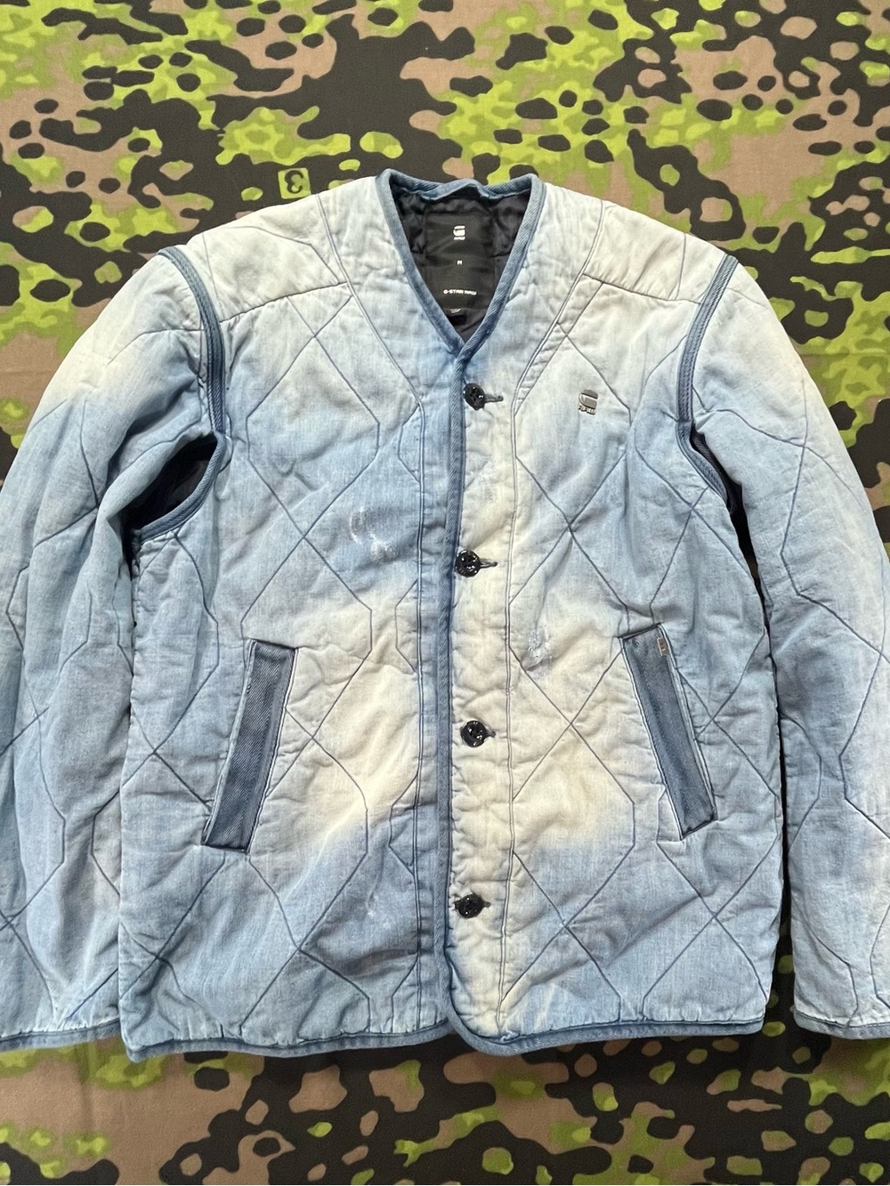 G-Star Light Wash Quilted Denim Shirt Jacket